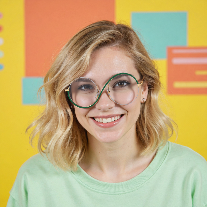 Hilary Round Green Glasses