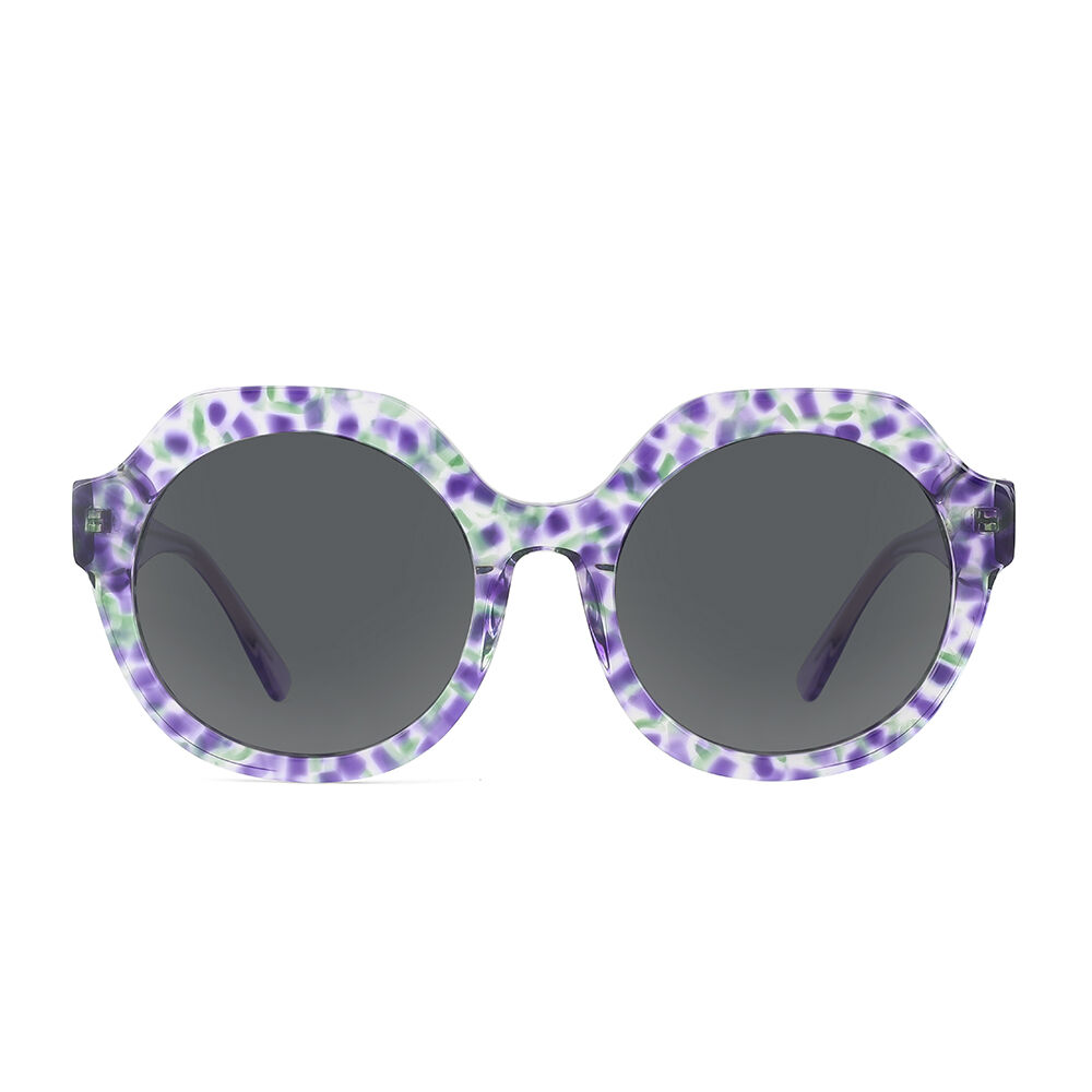 Azara Runde Blumen/Lila Sonnenbrille