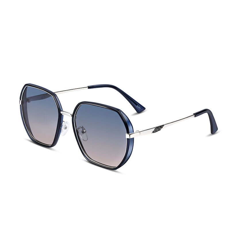 Impromptu Hexagon Blue-Brown Gradient Sunglasses