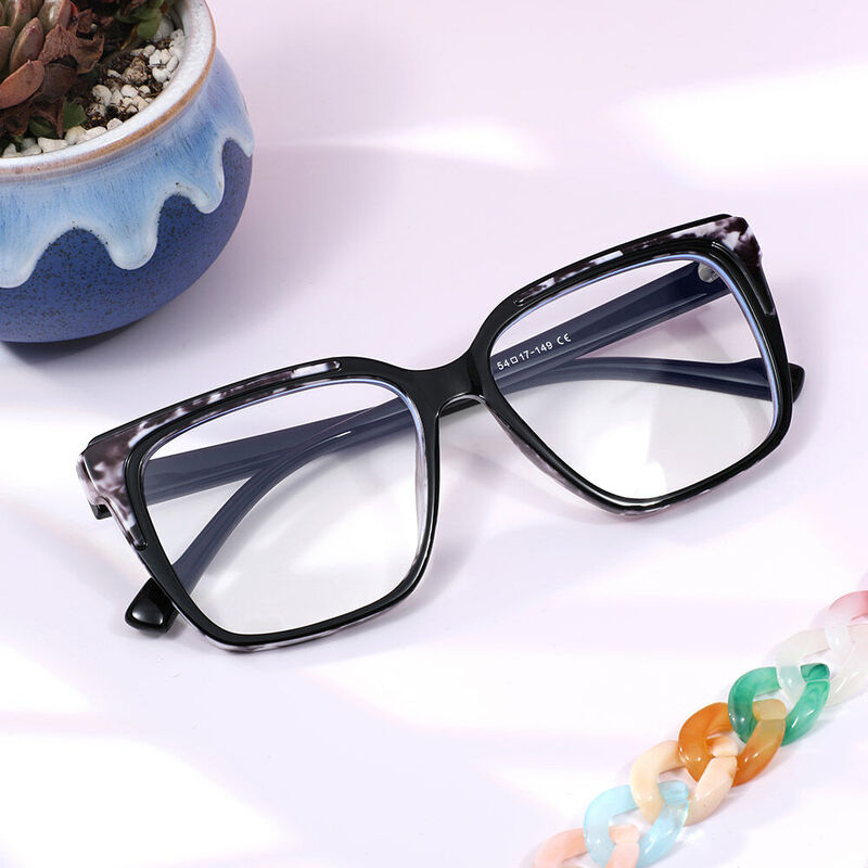 Elsa Square Black Glasses