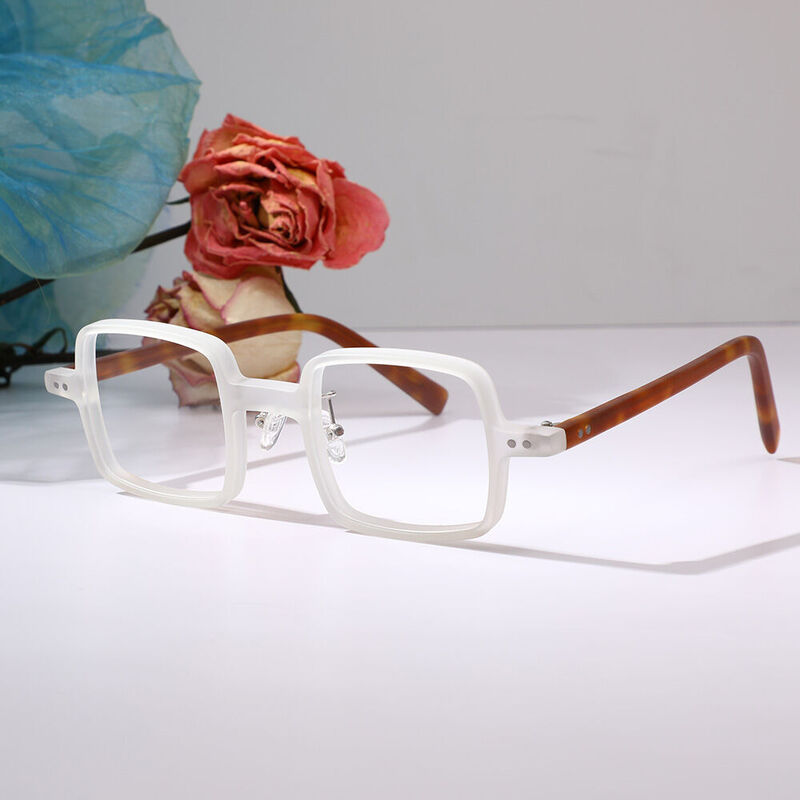 Marjory Square White Glasses