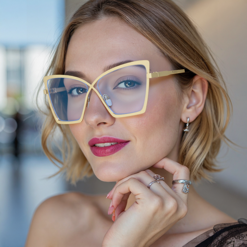 Johnny Cat Eye Gold Glasses