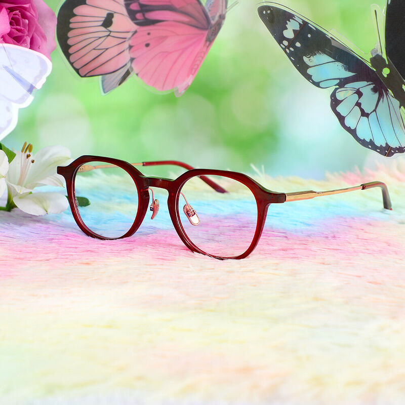Prudence Quadratische Rote Brille