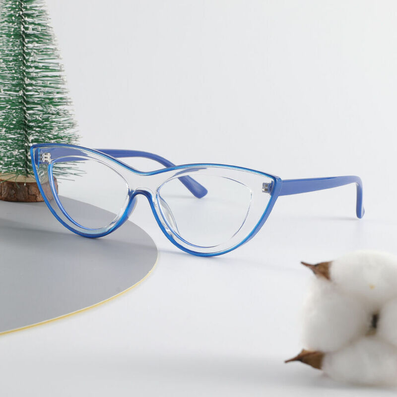 Trista Cat Eye Blue Glasses