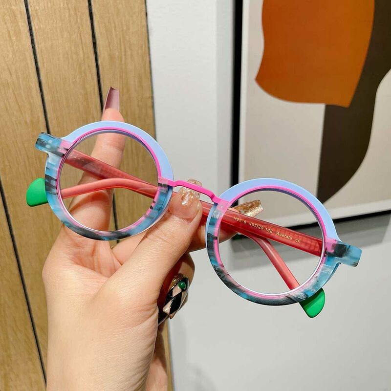 Eugen Round Blue Glasses
