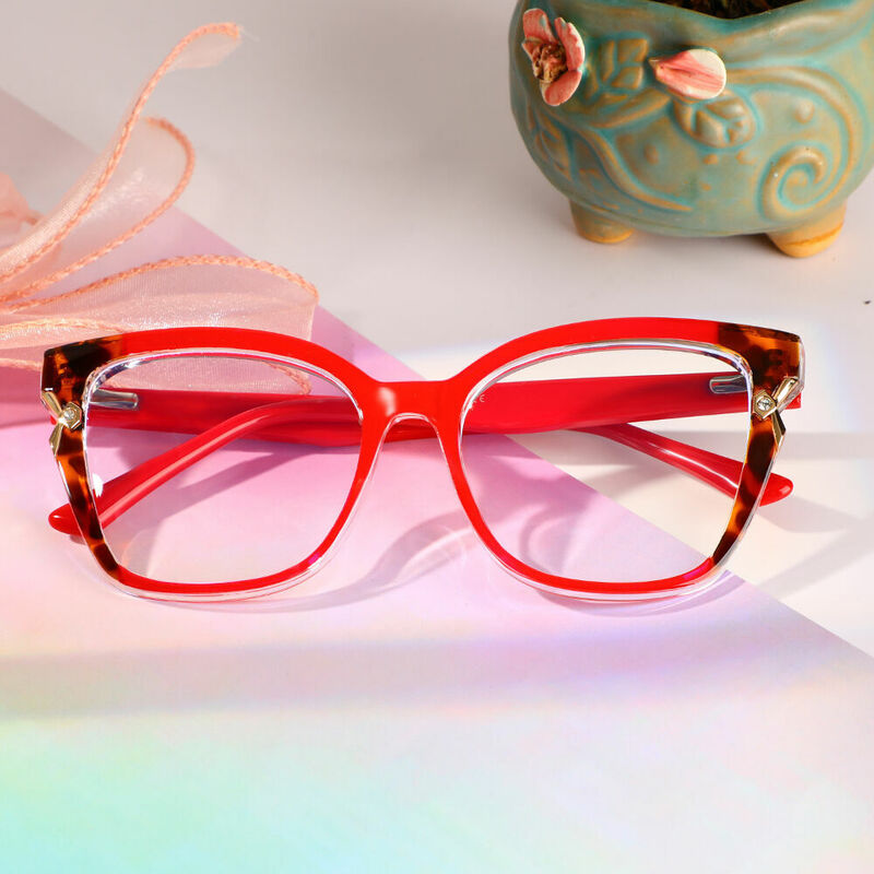 Steeln Cat Eye Red Glasses