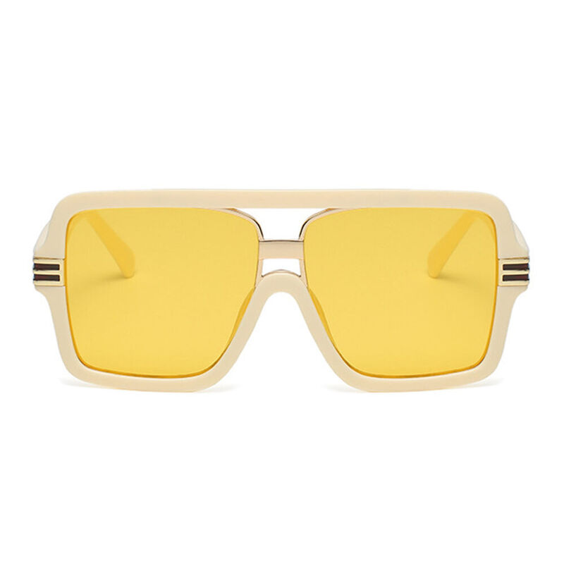 Eliza Aviator Beige Sunglasses