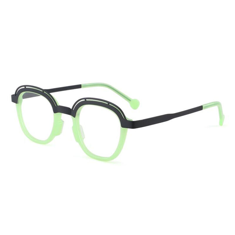 Troy Round Green Glasses