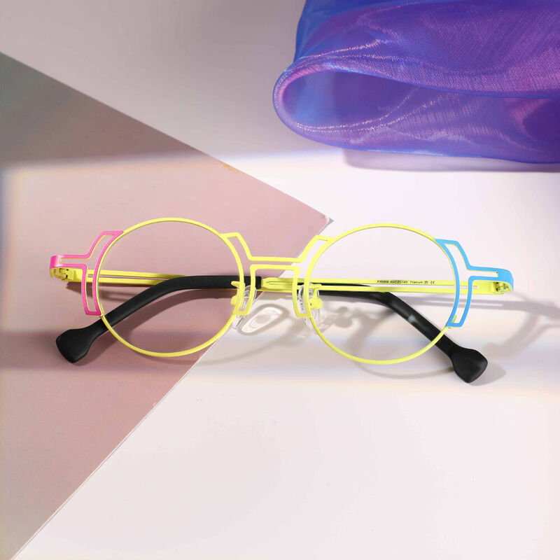 Kathleen Round Yellow Glasses