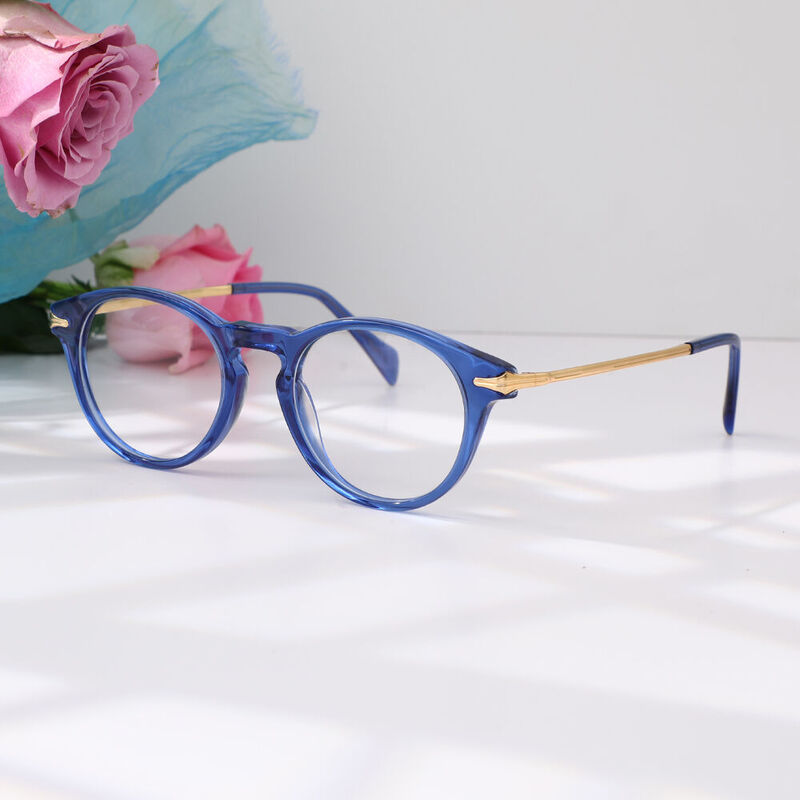 Saxton Round Blue Glasses