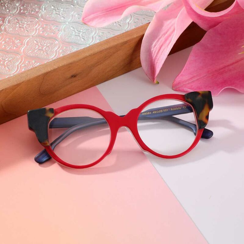 Occhiali da Vista Marronee Cat Eye Rosso
