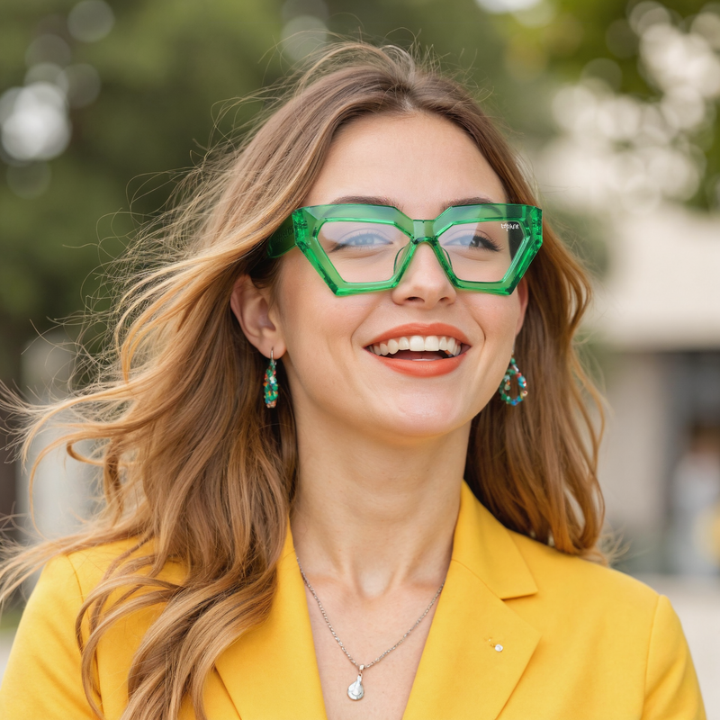 Shehzad Geometric Green Glasses