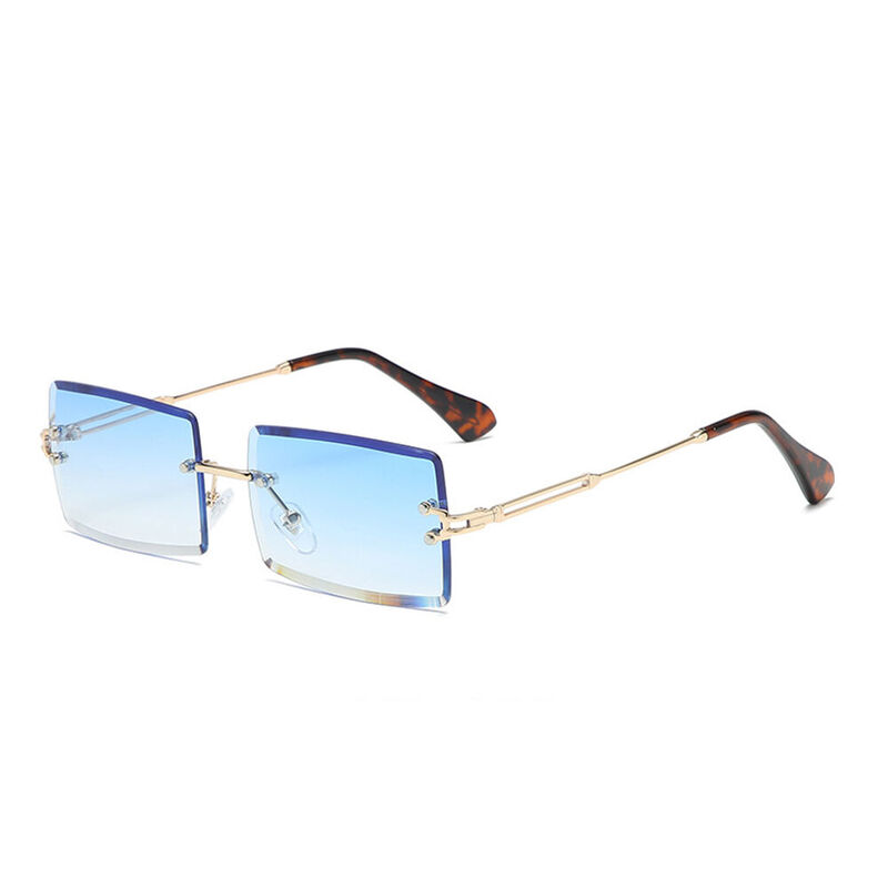 Classy Rechteckige Blaue Sonnenbrille