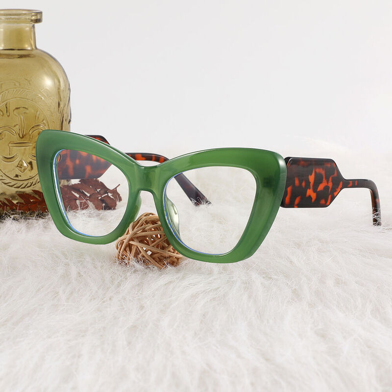 Isaac Cat Eye Green Glasses