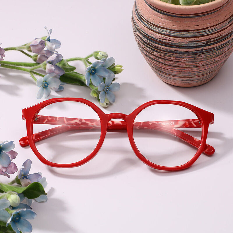 Hodgaa Round Red Glasses