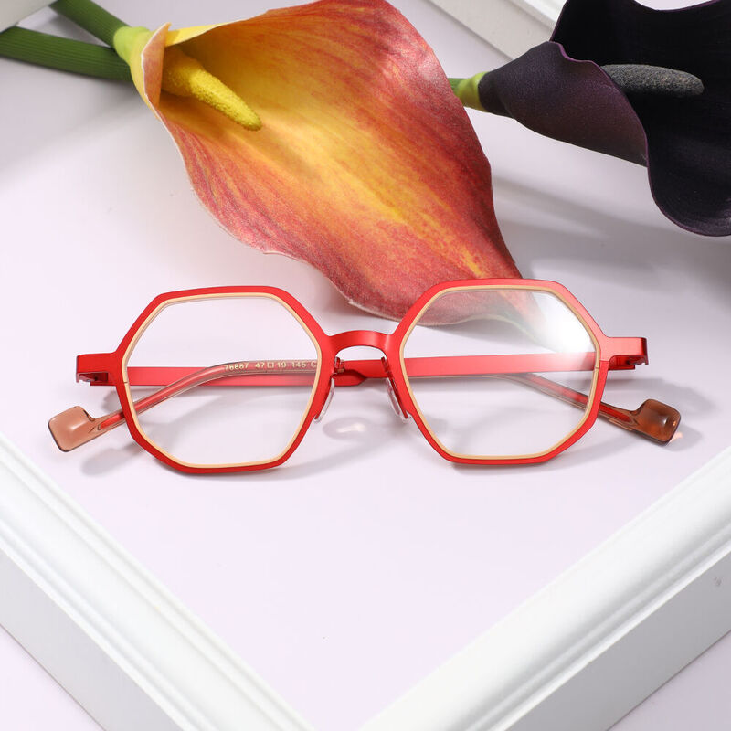 Quintin Geometric Red Glasses