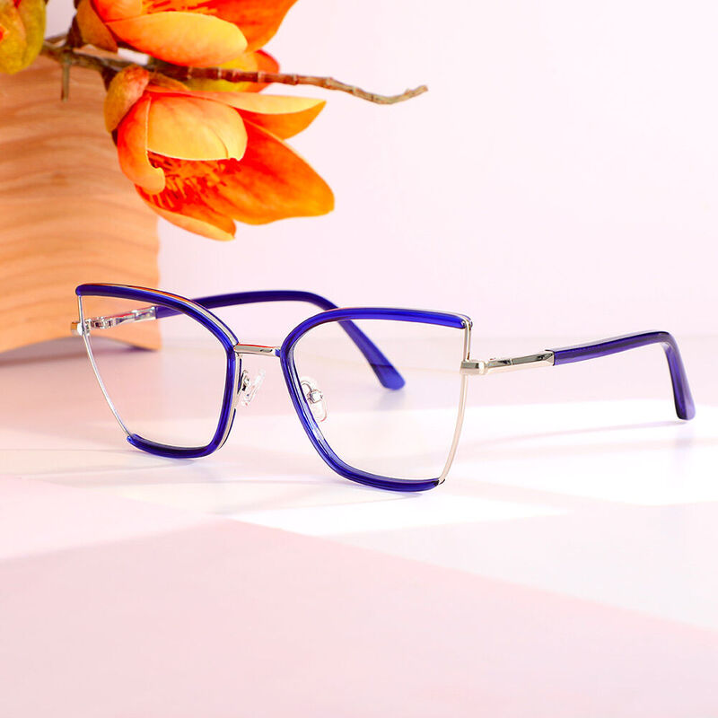 Gail Cat Eye Blue Glasses