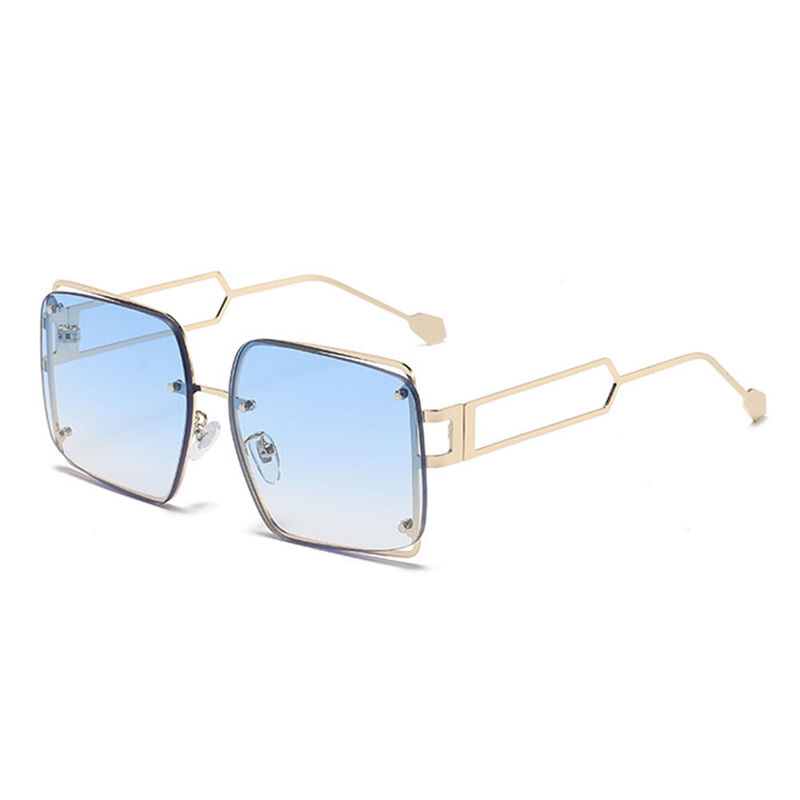 Dottie Quadratische Blaue Sonnenbrille
