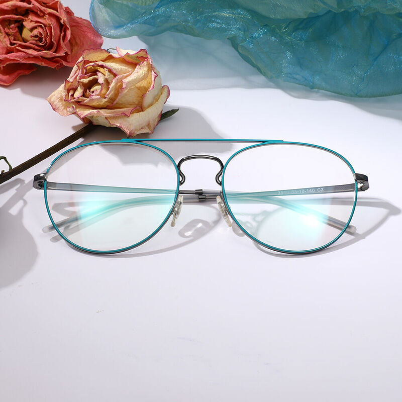 Julia Aviator Green Glasses