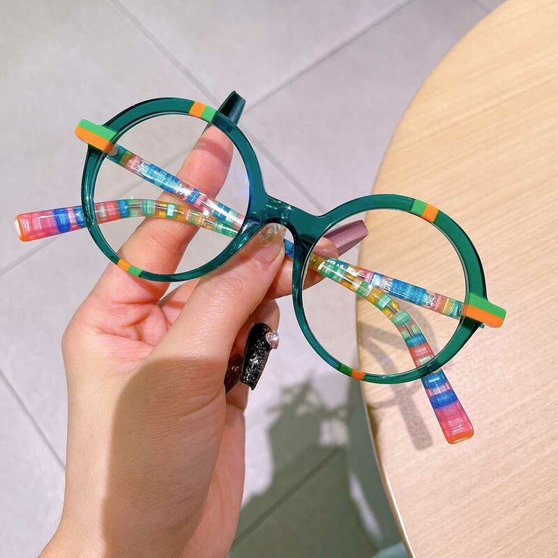 Wordswort Runde Grüne Brille