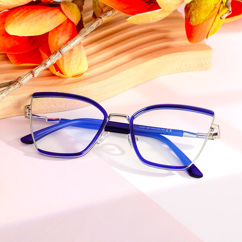 Gail Cat Eye Blue Glasses