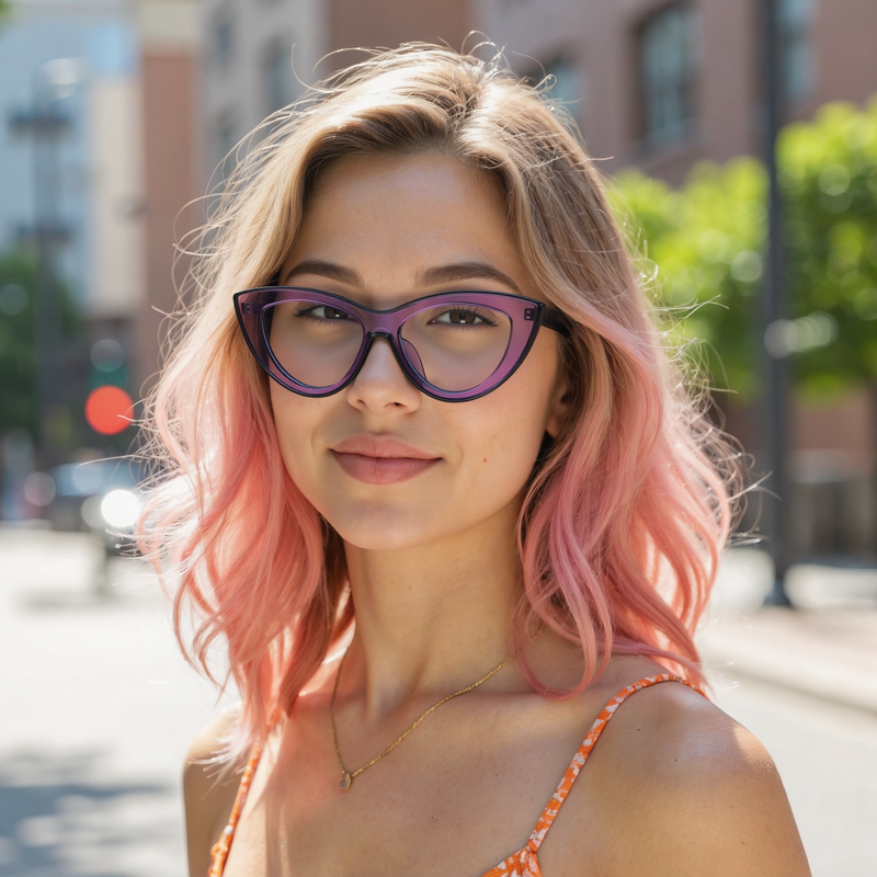 Trista Cat Eye Black Purple Glasses
