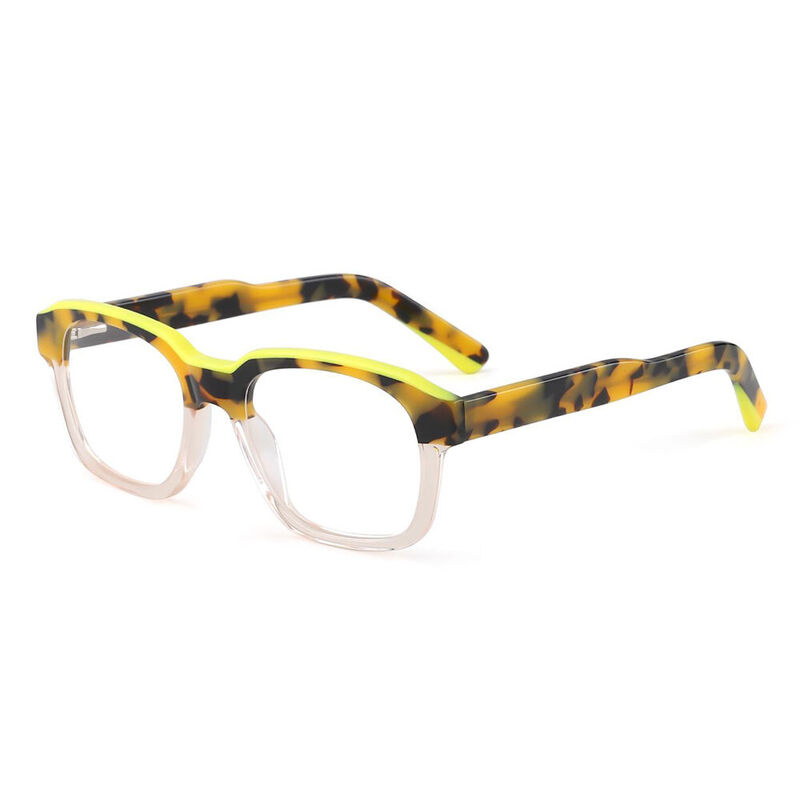 Helena Rectangle Yellow Glasses