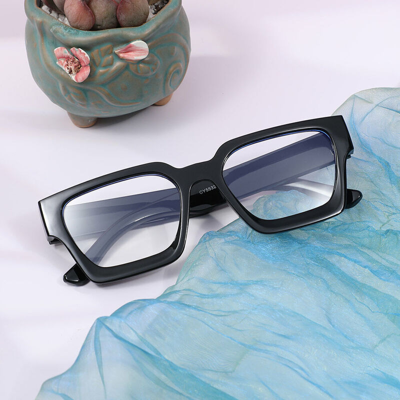 Coral Square Black Glasses
