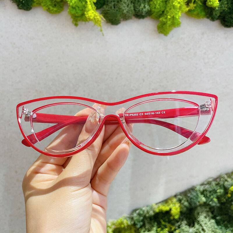 Trista Cat Eye Red Glasses