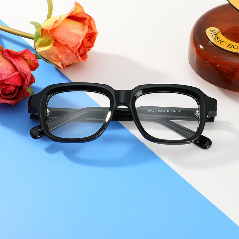 Herbe Square Black Glasses