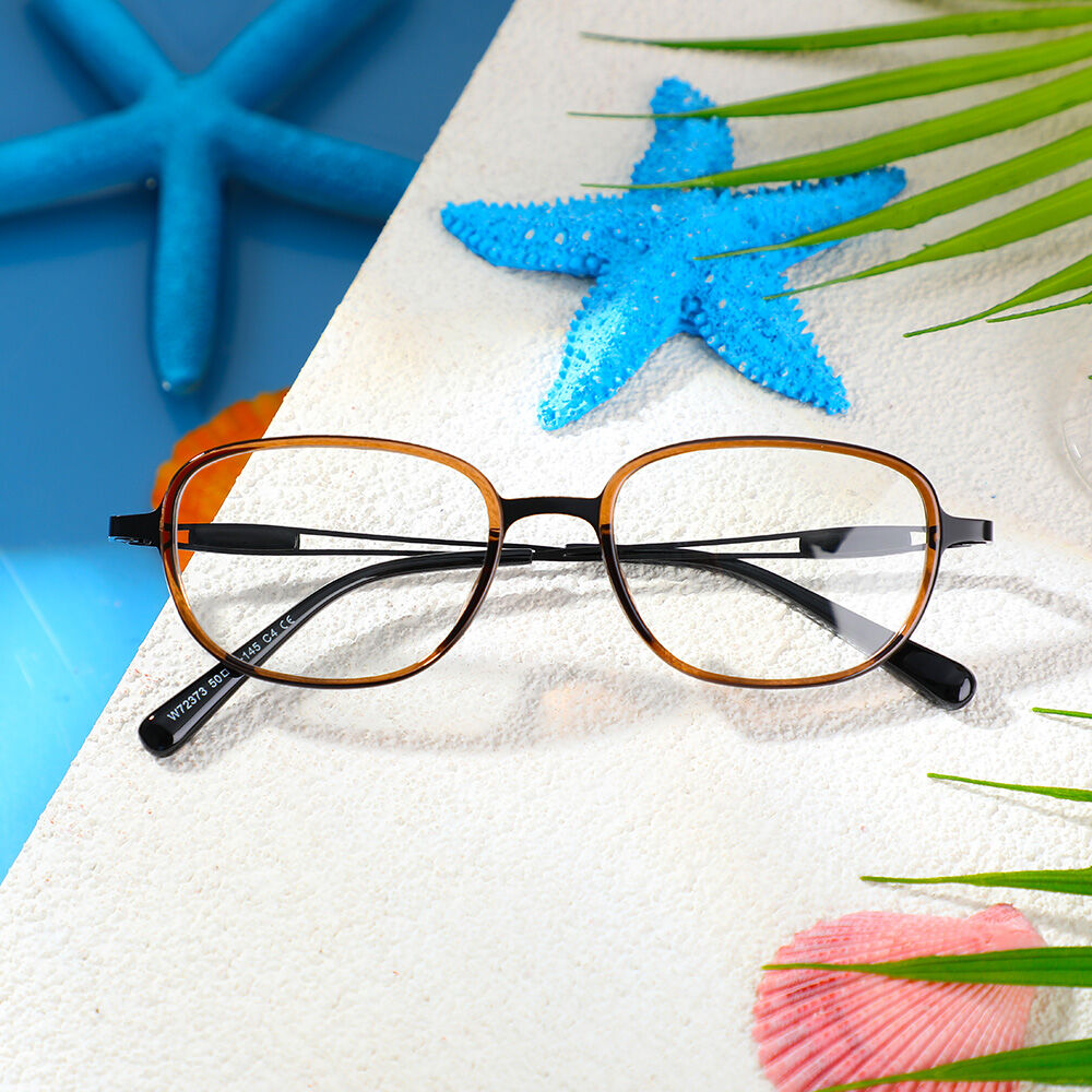 Marjorie Rechteckige Braune Brille