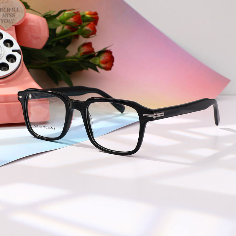 Jeffer Square Black Glasses