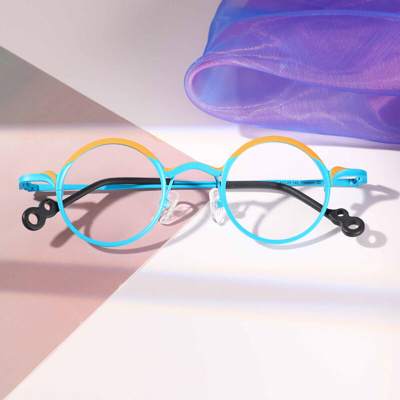 Rosa Round Blue Glasses