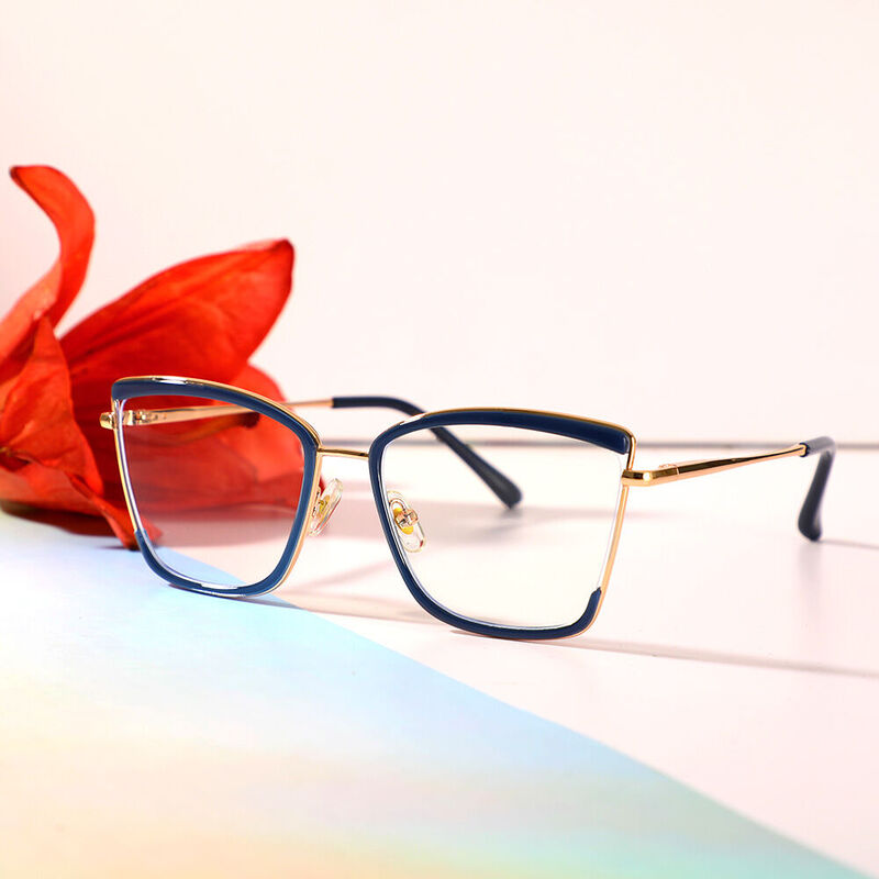 Ellen Cat Eye Blue Glasses