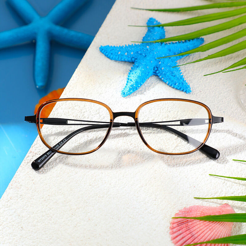 Marjorie Rechteckige Braune Brille