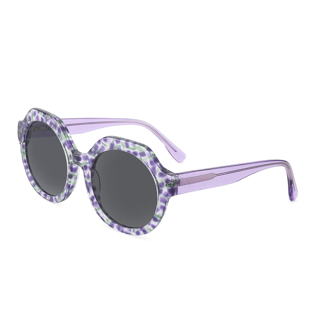 Azara Runde Blumen/Lila Sonnenbrille
