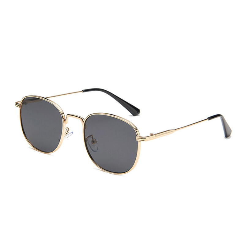 Gelsey Round Gold Black Sunglasses