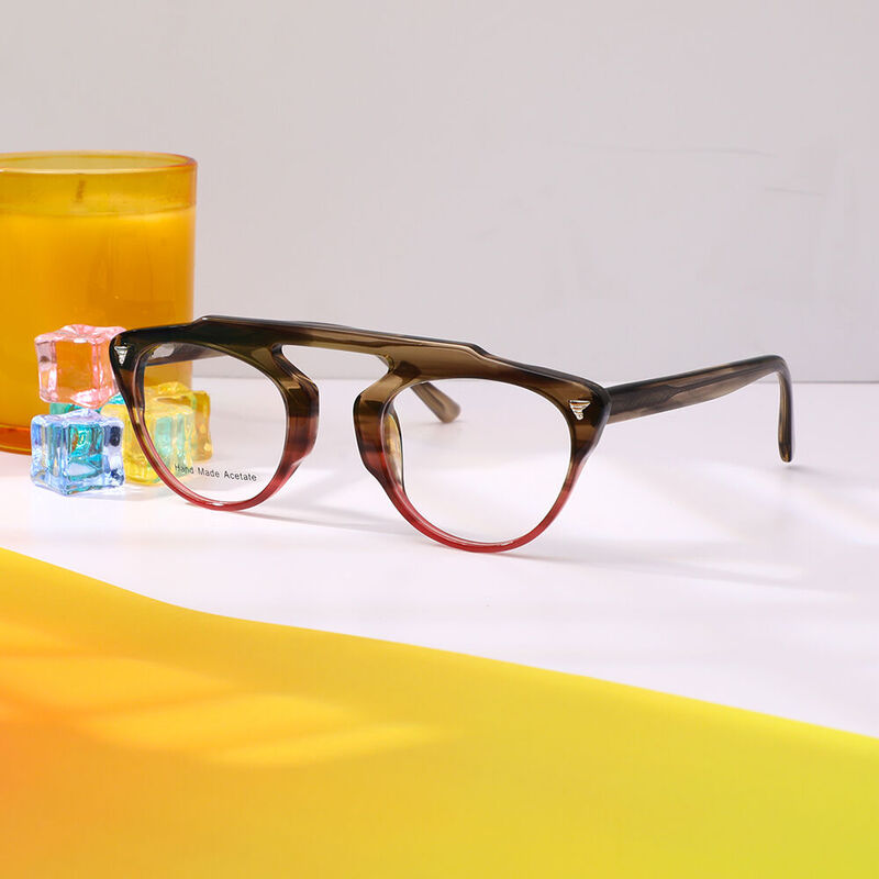 Phoe Aviator Round Red Glasses