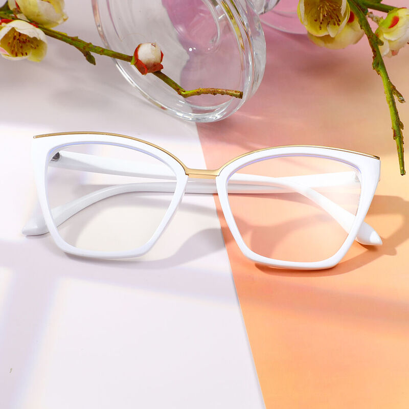 Dalton Cat Eye White Glasses