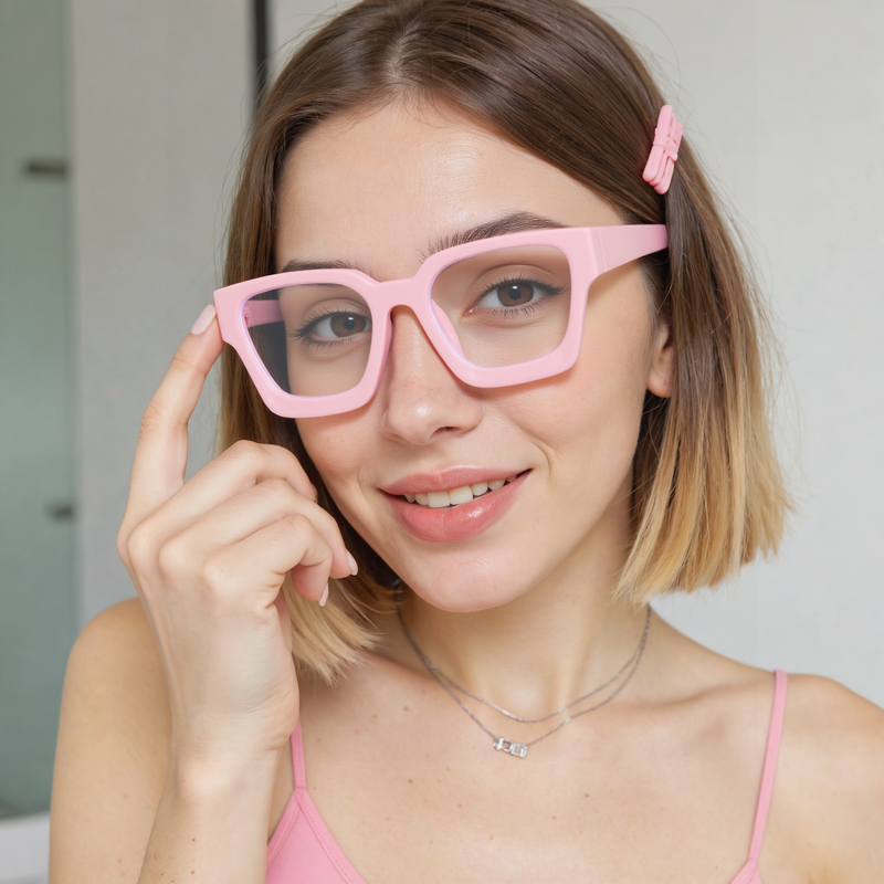 Coral Square Pink Glasses