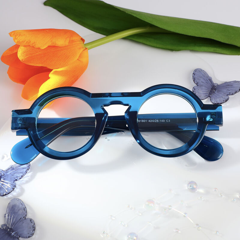 Lunettes de Vue Meroy Ronde Bleu