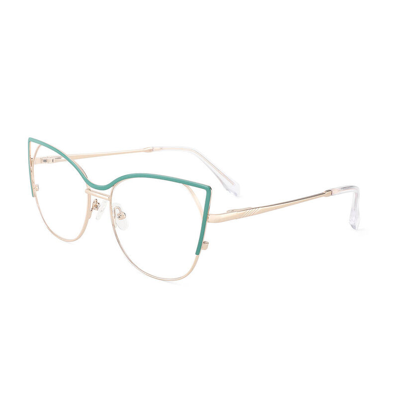 Edith Cat Eye Blue Round Glasses