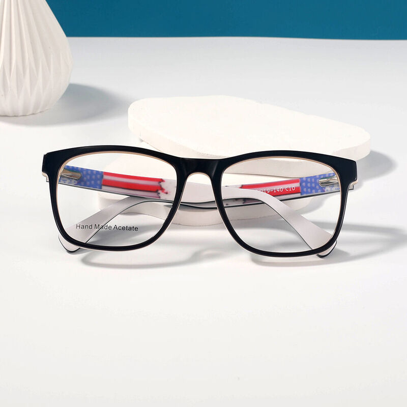 Lyuba Square Black White Glasses