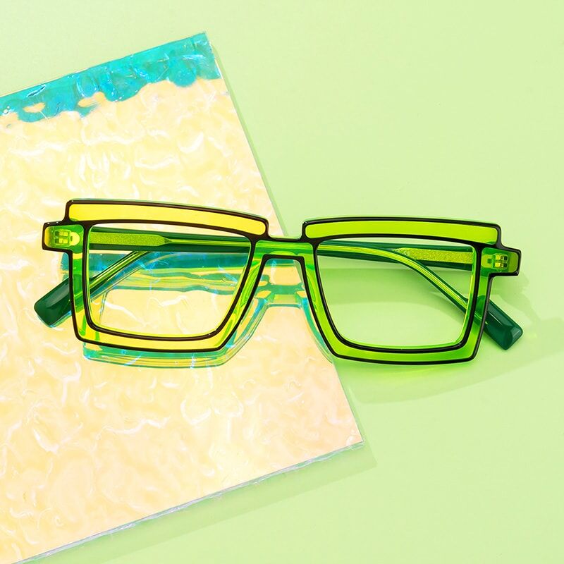 Flossie Square Green Glasses