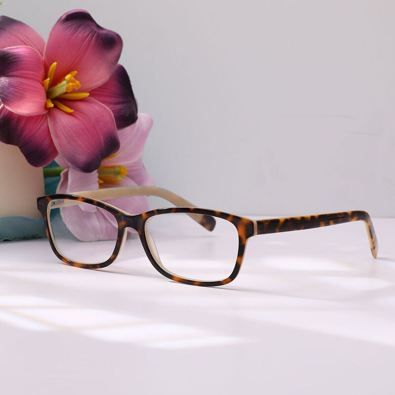 Dswo Rectangle Orange Glasses