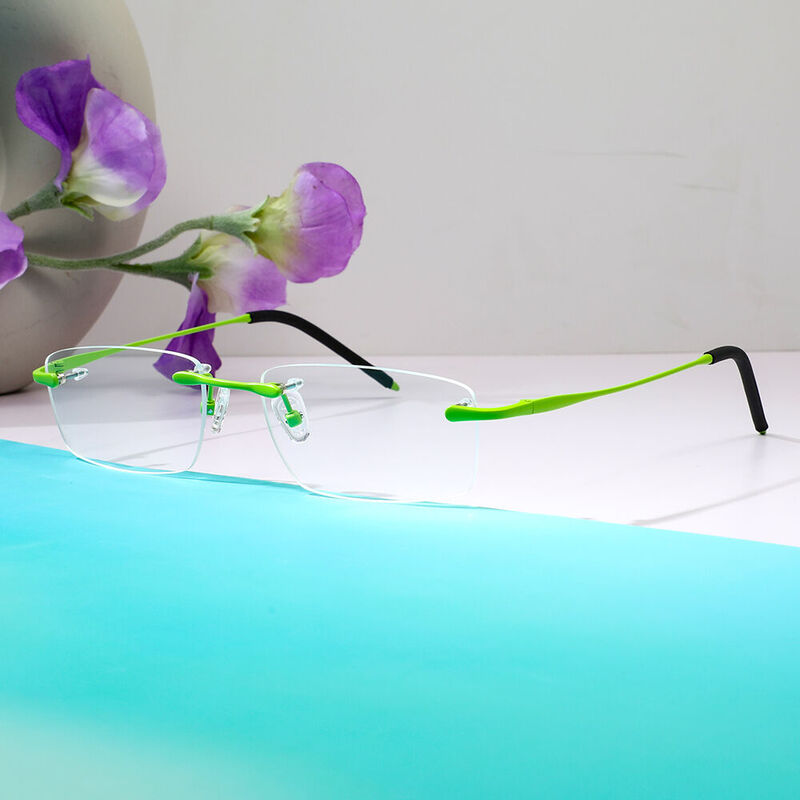 Dorothy Rectangle Green Glasses
