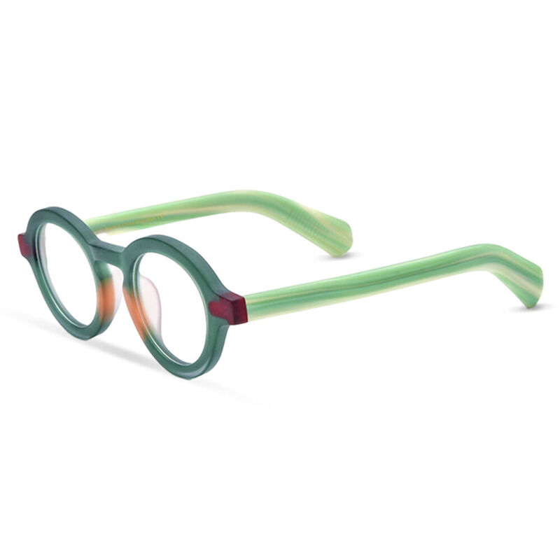 Rhys Round Green Glasses