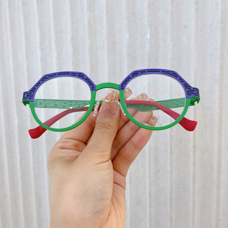 Caush Geometric Green Glasses