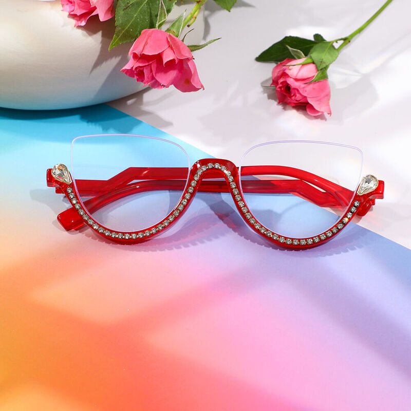Hebe Cat Eye Red Glasses