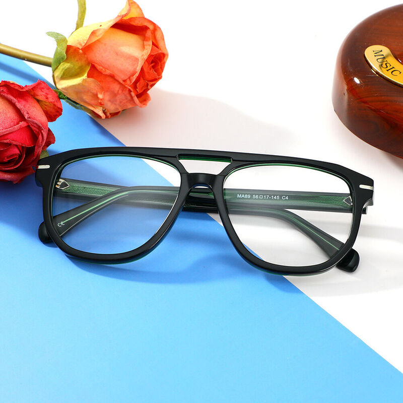 Dawn Aviator Green Glasses